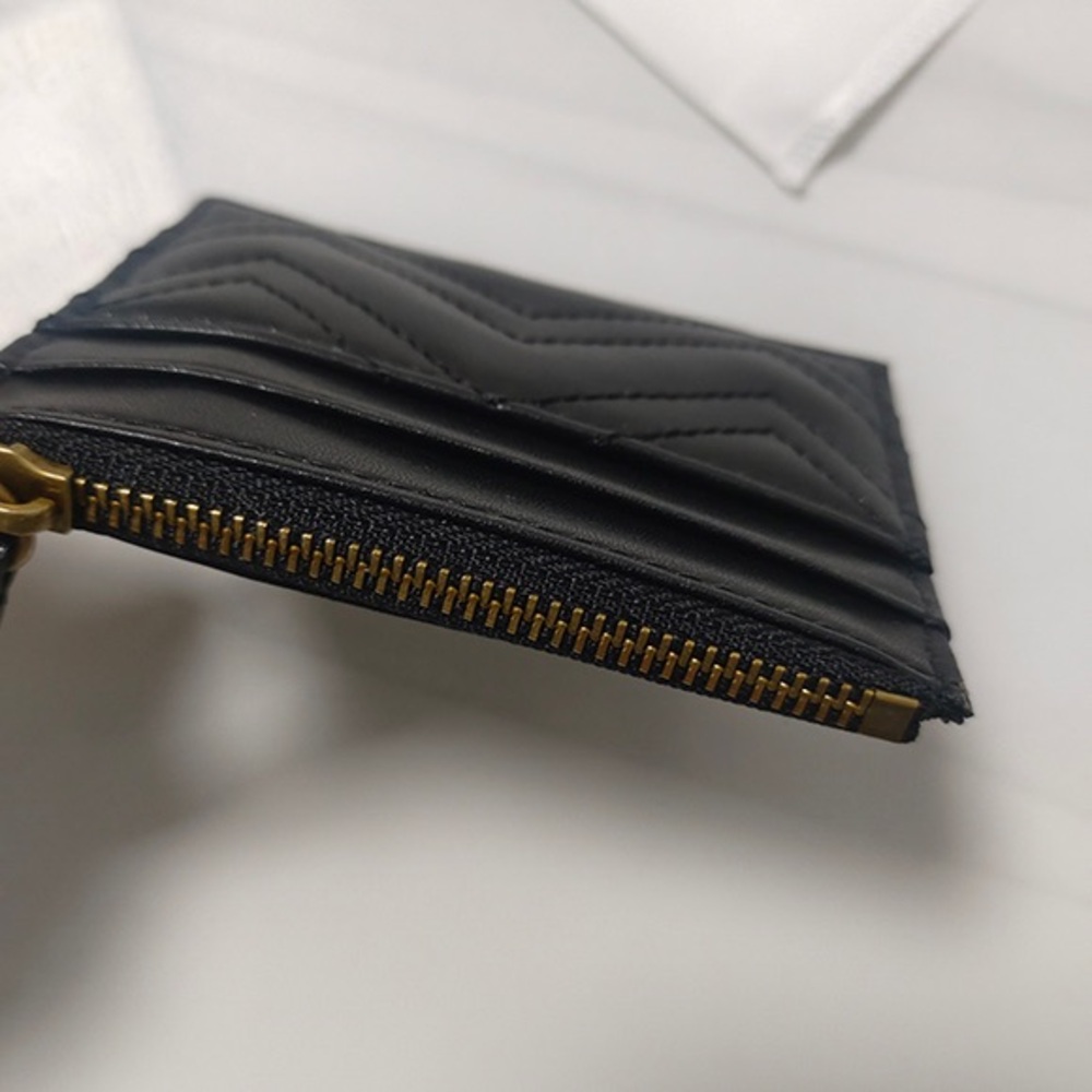 Gucci Quilted Black Card Holder with Gold Hardware - Picture 6 of 7